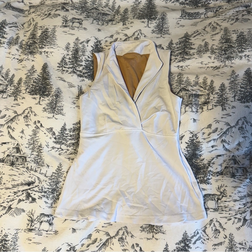 White Lululemon V-Neck Tennis Tank